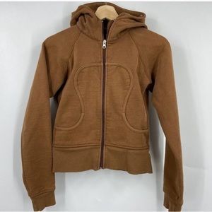 Lululemon Women's Scuba Hoodie Sweatshirt Light Brown Full Zip Size 8